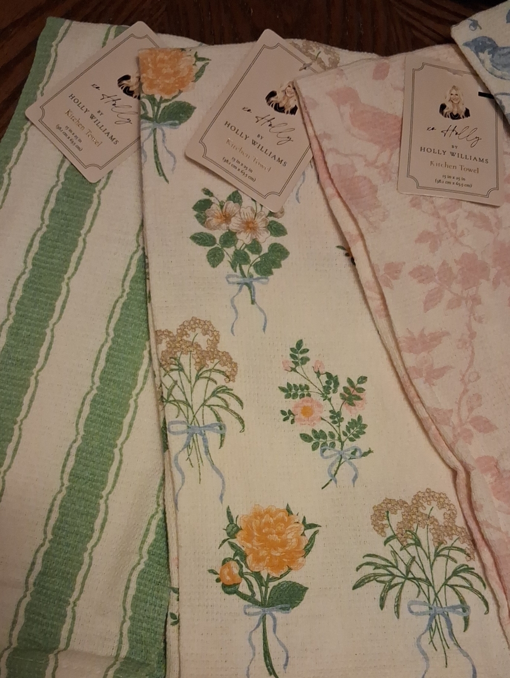 Floral & Stripe 6 Kitchen Towel Set - Green, Yellow, Pink,blue